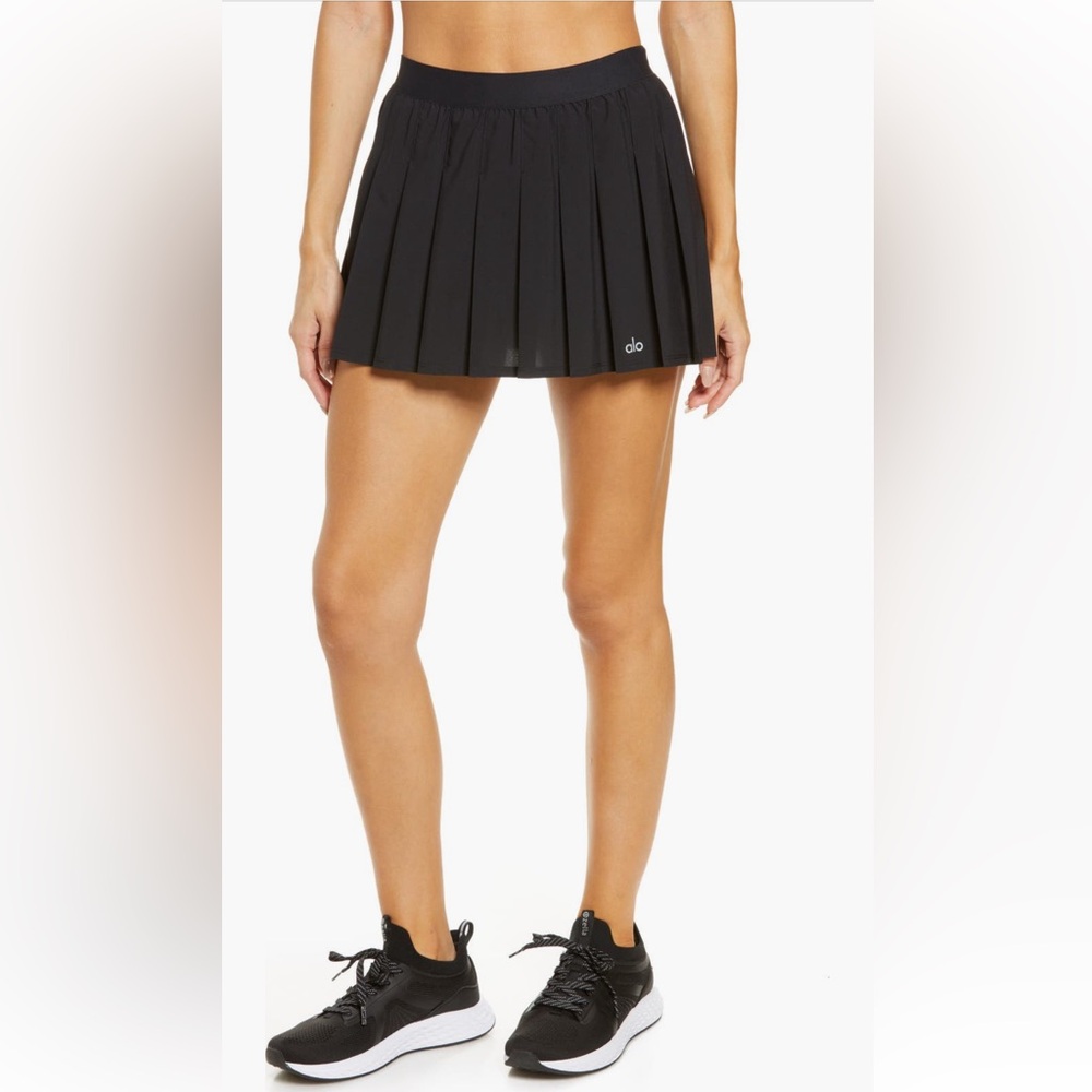 ALO Yoga Black Varsity Tennis Skirt